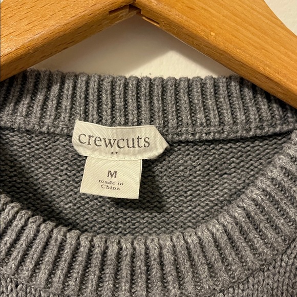 CREWCUTS Cotton Knit Dinosaur Crewneck Sweater Gray Green T-Rex Boys Medium - Picture 3 of 7